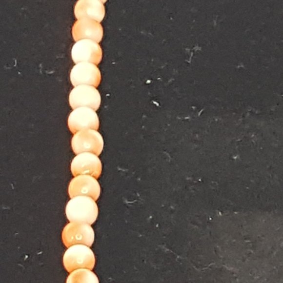 Peach Coral Single strand Necklace .925 - Picture 3 of 7